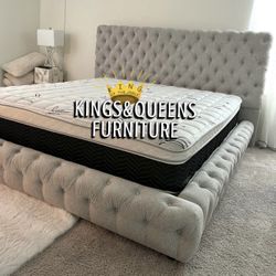 New King Bed Frame With Mattress 