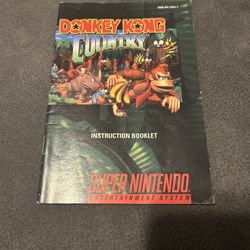 Super System SNES Instruction Booklet And Donkey Kong Country Manual