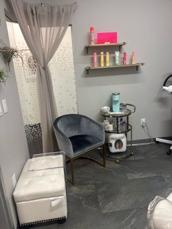 Grey velvet chair