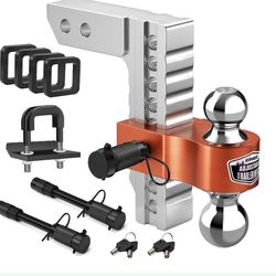 Kohree Adjustable Trailer Hitch Fit 2 Inch Receiver, Dual Solid Ball 2" And 2-5/16"(12,500 LBS GTW), 8" Drop & Rise Heavy Duty Aluminum Tow Hitch With