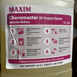 4 pcs per case; Maxim choremaster all Description purpose cleaner  concentrate  super strong  last for more time cleaning  we this 4 pack for only $60