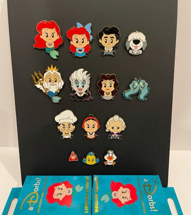 Disney WDI MOG The Little Mermaid Adorbs! COMPLETE SET 14 Pins with Chasers