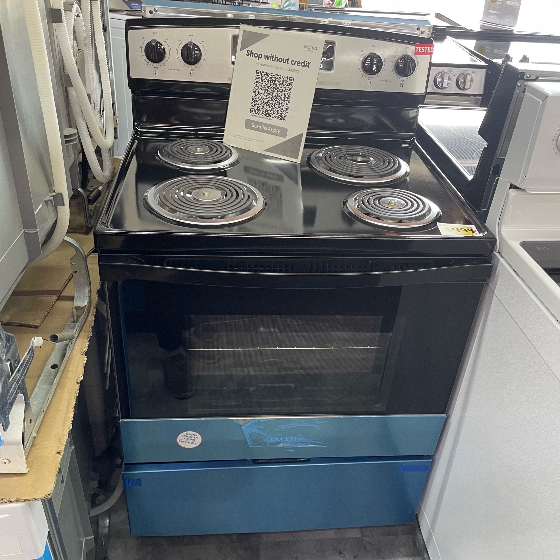 Amana Electric stove 4 coils in stainless steel