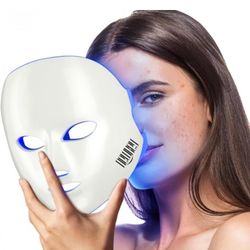 NEWKEY Blue Light Therapy for Acne,7 Colors LED Face Mask Light Therapy, Blue Red Light Therapy Mask for Wrinkle Acne - Photon Skin Care Beauty Mask