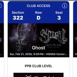 Two Tickets For Ghost 2/21 $100ea 