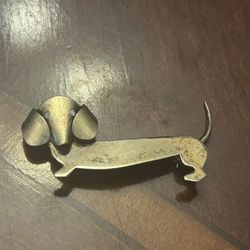 Z080 Vintage BEAU Sterling Silver 925 Cute Dachshund Taksa Dog Doggy Brooch Pin gold tone 3.87 g 2 inch