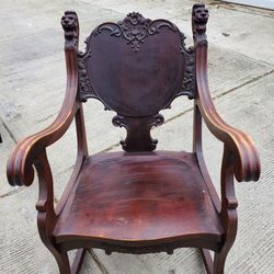 Antique Rocking Chair With Lions Head