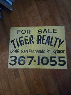 Beautiful 1956 Local Sylmar Real Estate Metal Sign 50s Kitsch Killer Sign