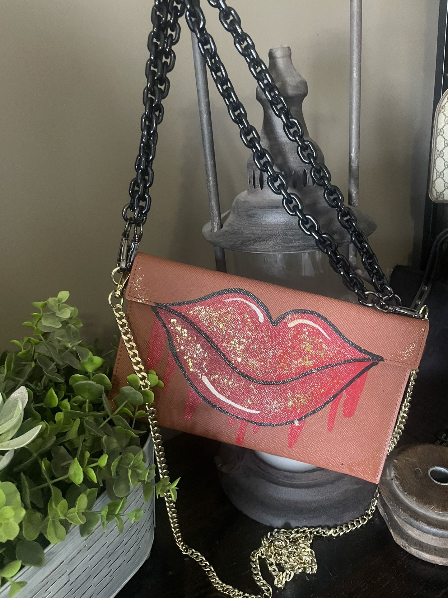 Beautiful Hand Painted Clutch /crossbody/shoulder Bag