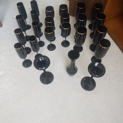 Black Glass With Gold Trim  One Of A Kind