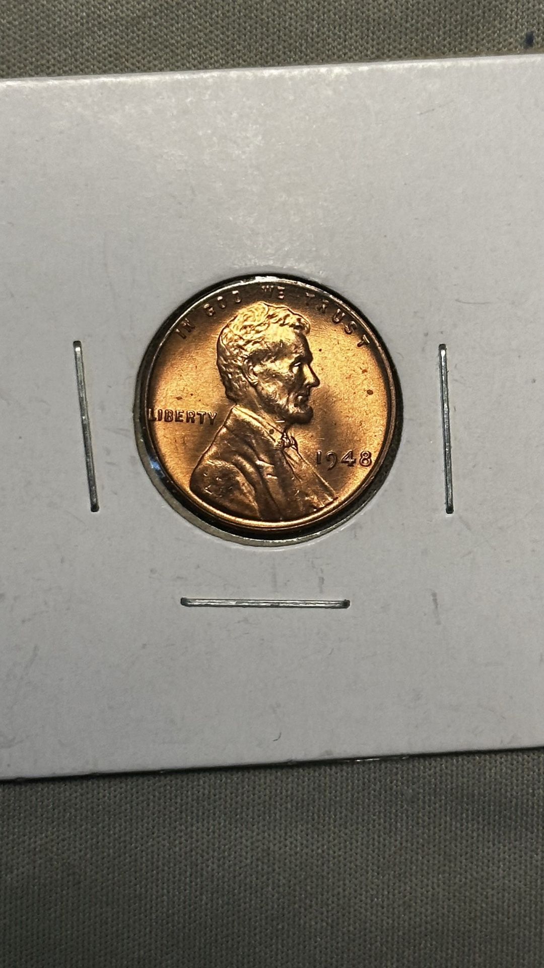 1948 P One Cent Wheat Lincoln Toned