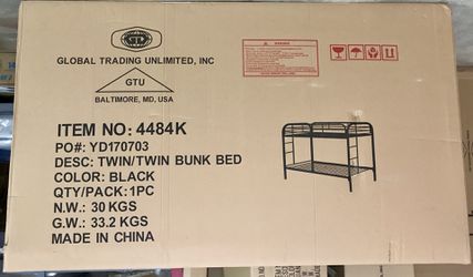 Brand New in Box! Black Twin over Twin Metal Bunk Bed