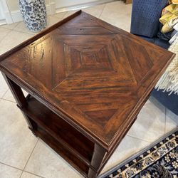 Theodore Alexander Distressed Finish Square Lamp Table - 22” x 22” x 29”