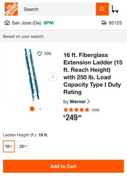 16 ft  extension ladder