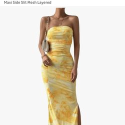 Yellow Strapless Dress