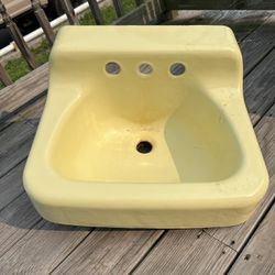 Antique Yellow American Standard Cast Iron Wall hung sink