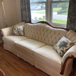 Vintage French-style White Couch and Loveseat