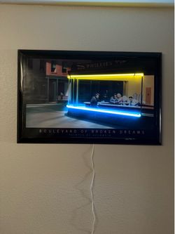 Blvd of Broken Dreams By Helnwein Neon Lights Marilyn Elvis Bogart Dean yellow and blue light
