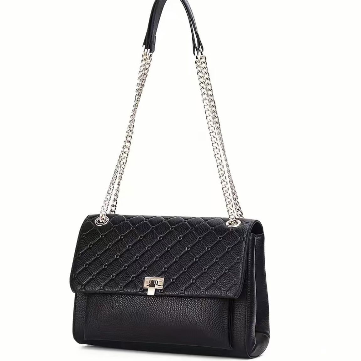 Chain Crossbody Bag Argyle Embossed Flap Purse Leather Shoulder Bag tote padded