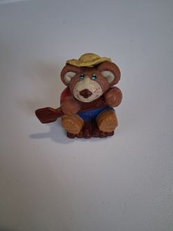 1986 Furskins Dad Is Rafting Bear Plastic Figurine Vintage Collectable OAA Inc.