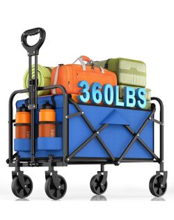 Heavy-Duty Collapsible Wagon Cart, Foldable Utility Cart