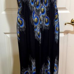 Peacock Print Maxi Dress size Woman's Medium 