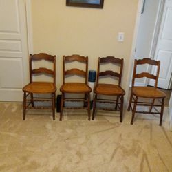 Antique Cane And Wood Chairs