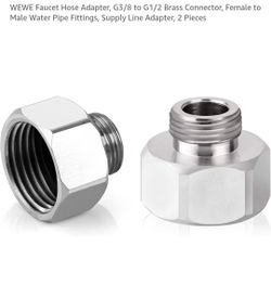 WEWE G3/8 Male to G1/2 Female Brass Faucet Hose Adapter Connector 2 Pack