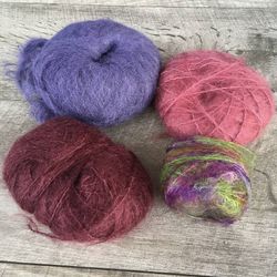 Lot of 4 Assorted Mohair Knitting Yarns