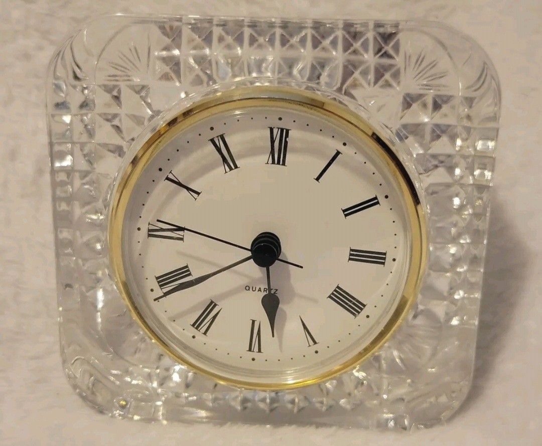 Cut Crystal Clock Works Battery Not Included 4" × 1 3/4" Height
