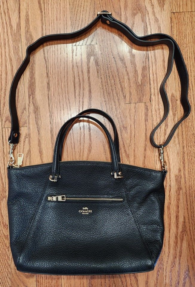 Brand NEW, NEVER USED, COACH Prairie satchel/shoulder bag.  Black pebbled leather.  