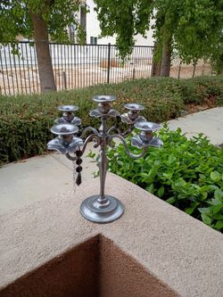 Silver Metal 5-Arm Candelabra