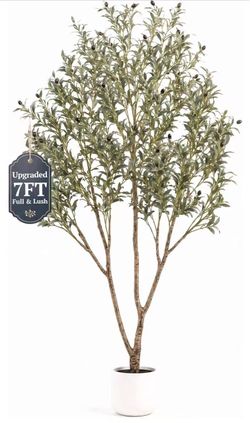 Brand new in box! Olive Trees Artificial Indoor 7FT, Tall Faux Olive Tree 8.8lb Heavy Base, Upgraded Silk Faux Olive Tree with Realistic Leaves & Frui