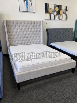 New queen bed frame with mattress