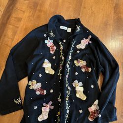 Woman’s Vintage BP Design Ugly Christmas Cardigan Shipping Available 