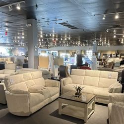 Ivory Power Reclining Couch And Loveseat