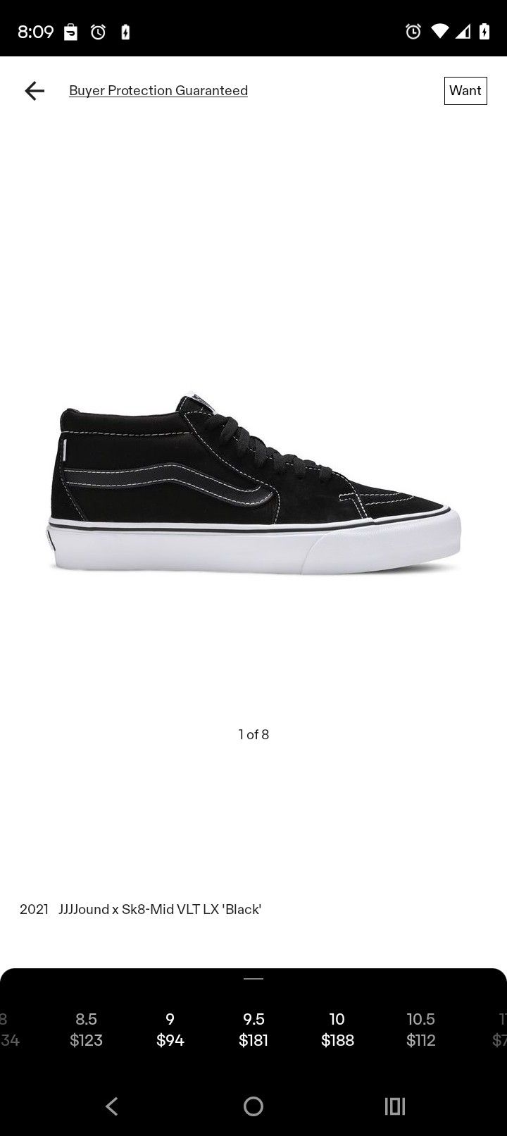 Vans Vault Sk8-Mid LX
JJJJound Black - Size 9.5M NIB