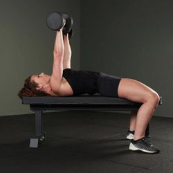 Rated 300KG Flat Utility Workout Bench Station for Home Gym Weightlifting and Strength Training