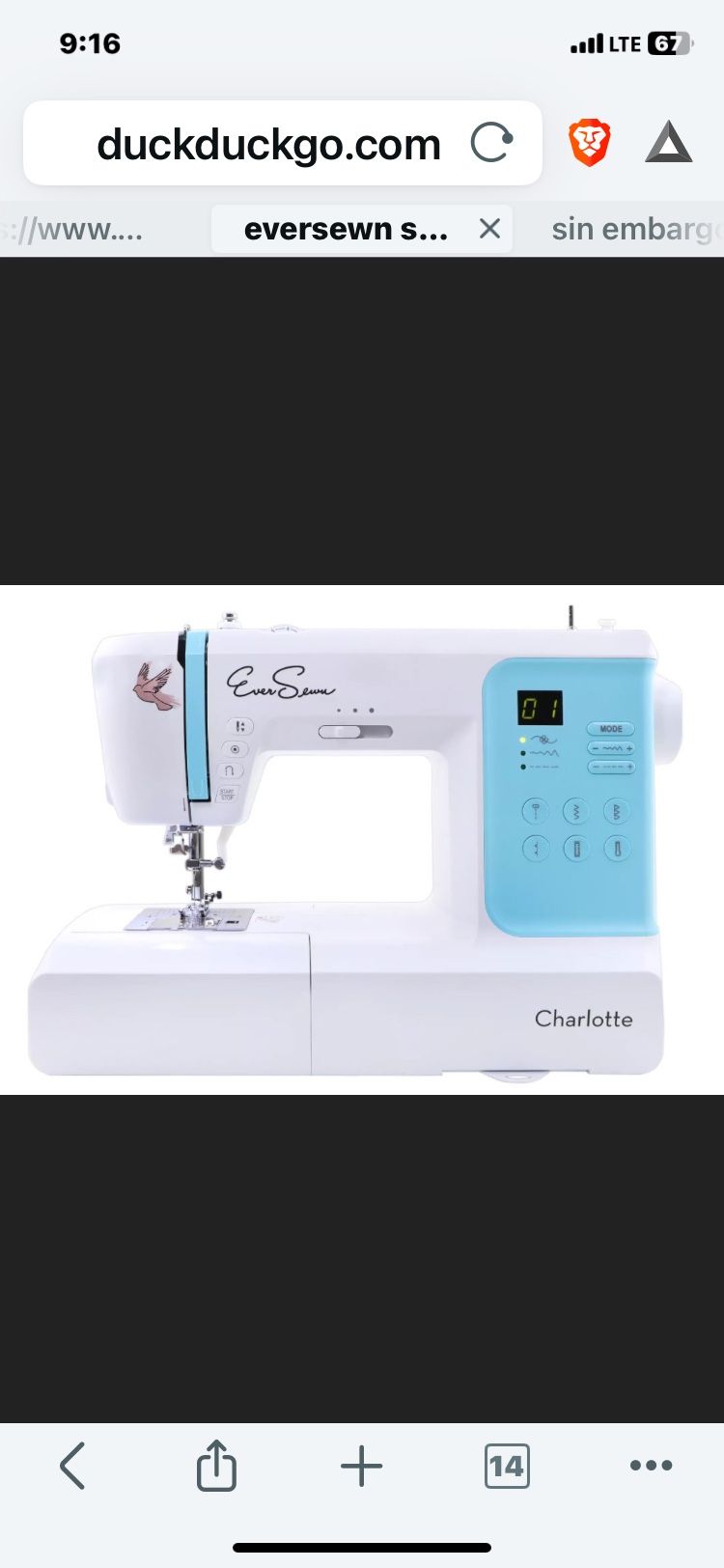 EverSewn Charlotte: 80-Stitch Computerized, Professional Quilting & Free Motion Features-Beginner to Expert Sewing Machine