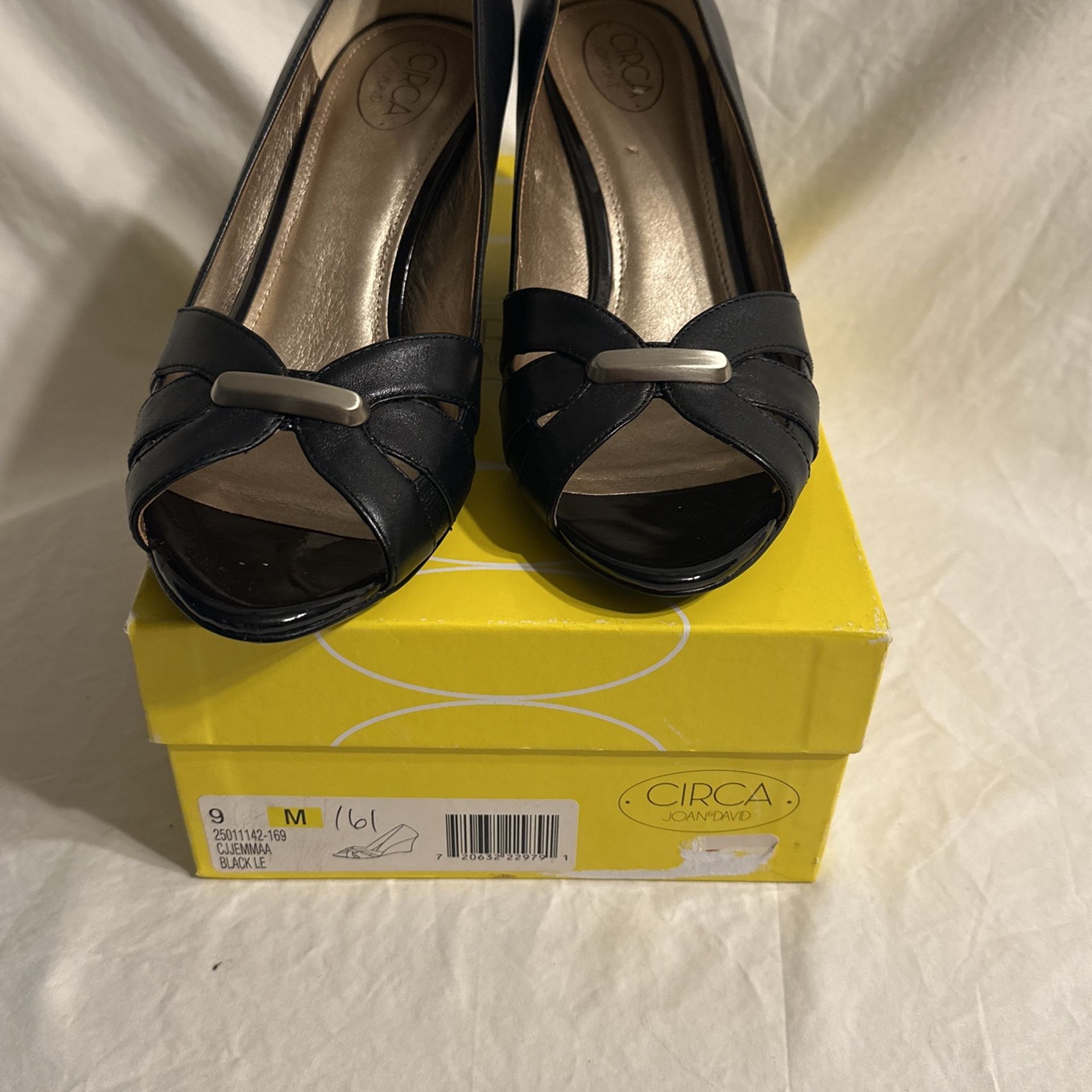 Brand new black wedge dress shoe from circa Joan and David