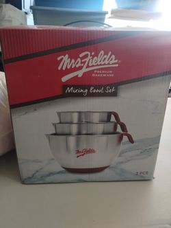 Mrs Fields Mixing Bowl Set 3 Pcs Silicone Handle and Base 1.5 Qt 2.5 Qt 5 Qt