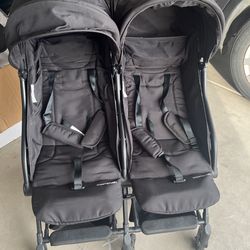 smallest double stroller Black 2-Way Folding Twin Stroller with Rain Cover