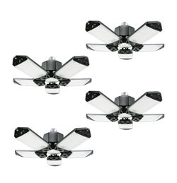 160W LED Garage Light 4Pack, 16000 Lumen Ceiling Lights with 5+1 Adjustable Panels, 6500K Daylight Light Bulb Fixture LED Lights for Garage, Workshop