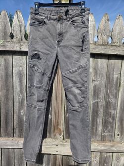 H&M Gray Distressed Skinny moto Jeans