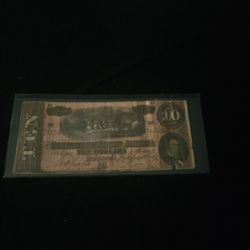 Confederate State American 10 Bill 