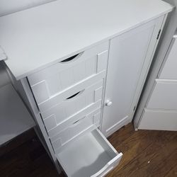 White 4 Drawer Bathroom Linen Cabinet 