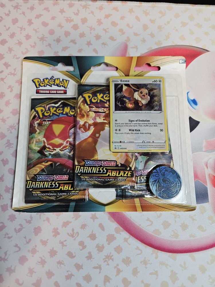Sealed/Unopened Pokemon Darkness Ablaze 3 Pack + 1 Promo Card&Coin Blister 