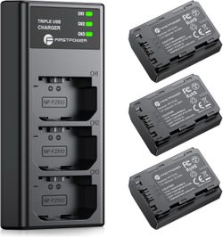 FirstPower NP-FZ100 Battery 3-Pack and Triple Slot Charger for Sony Camera