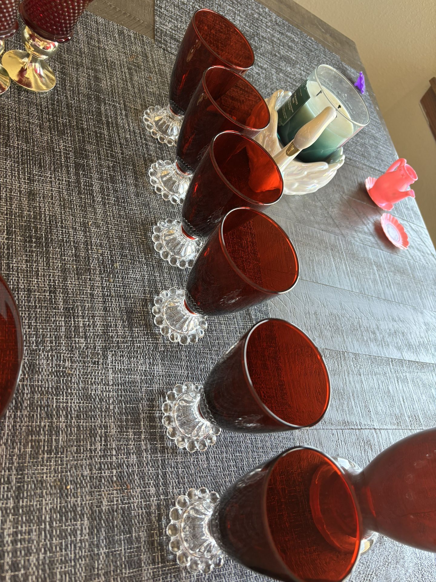 red ruby glass cups