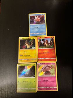 Detective Pikachu Pokemon Trading Cards Lot of 5